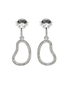 0.54 Cts White Diamond Earring in White Rhodium Plated 925 Sterling Silver