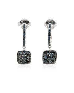 0.98 Cts Blue Diamond Earring in 925 Two Tone
