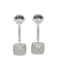 1.03 Cts White Diamond Earring in White Rhodium Plated 925 Sterling Silver
