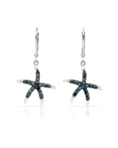 0.64 Cts Blue Diamond Earring in 925 Two Tone