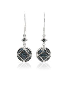 0.42 Cts Blue Diamond Earring in 925 Two Tone