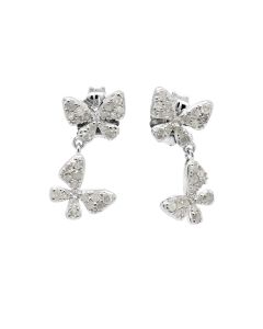 0.77 Cts White Diamond Earring in White Rhodium Plated 925 Sterling Silver