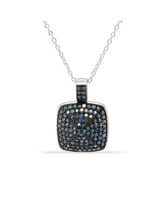 0.98 Cts Blue Diamond Pendant in 925 Two Tone