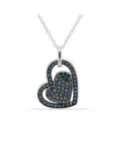 1.23 Cts Blue Diamond Pendant in 925 Two Tone