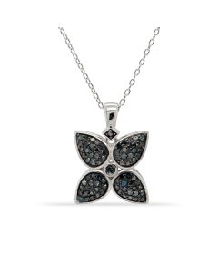 0.69 Cts Blue Diamond Pendant in 925 Two Tone