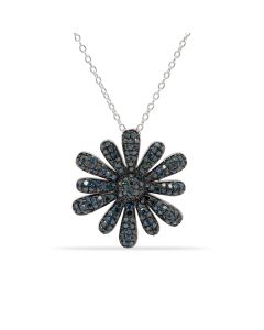1.19 Cts Blue Diamond Pendant in 925 Two Tone