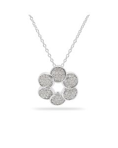 0.74 Cts White Diamond Pendant in White Rhodium Plated 925 Sterling Silver