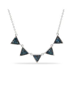 0.58 Cts Blue Diamond Necklace in 925 Two Tone