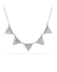 0.90 Cts White Diamond Necklace in White Rhodium Plated 925 Sterling Silver