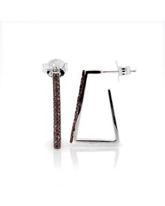 0.59 Cts Red Diamond Earring in 925 Two Tone