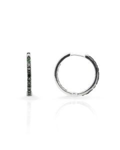0.59 Cts Green Diamond Hoop Earring in 925 Two Tone