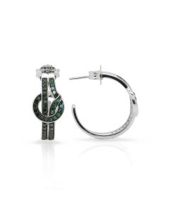 1.18 Cts Green Diamond Earring in 925 Two Tone