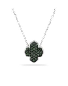 0.64 Cts Green Diamond Necklace in 925 Two Tone