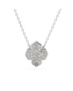 0.73 Cts White Diamond Necklace in White Rhodium Plated 925 Sterling Silver