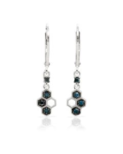 0.17 Cts Blue Diamond Earring in 925 Two Tone