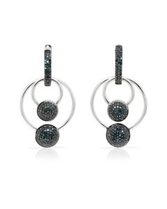 0.82 Cts Blue Diamond Earring in 925 Two Tone