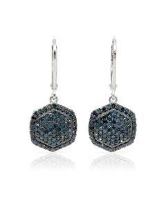 1.24 Cts Blue Diamond Earring in 925 Two Tone