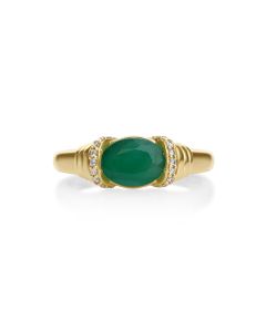 2.00 Cts Emerald and White Diamond Ring in 14K Yellow Gold