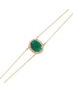1.35 Cts Emerald and White Diamond Bracelet in 14K Yellow Gold