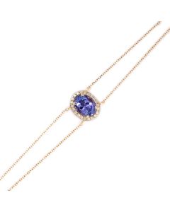 1.35 Cts Tanzanite and White Diamond Bracelet in 14K Yellow Gold