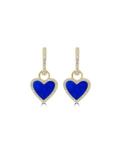 0.37 Cts White Diamond and Lapis Earring in 14K Yellow Gold
