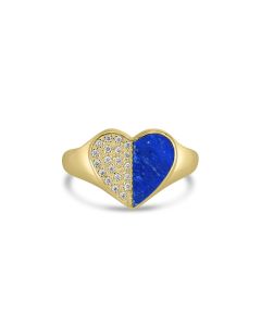 0.02 Cts White Diamond and Lapis Ring in 14K Yellow Gold