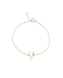 Wish Bone Charm Bracelet in 14K Yellow Gold