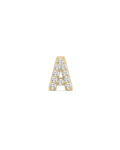 0.05 Cts White Diamond Letter "A" Single Sided Earring in 14K Gold