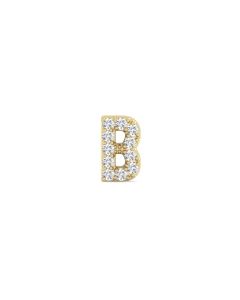 0.06 Cts White Diamond Letter "B" Single Sided Earring in 14K Gold