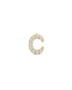 0.05 Cts White Diamond Letter "C" Single Sided Earring in 14K Gold