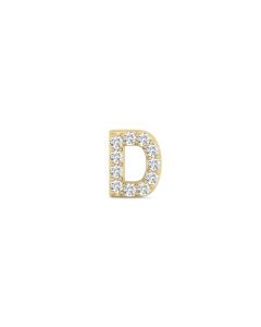 0.06 Cts White Diamond Letter "D" Single Sided Earring in 14K Gold