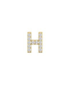 0.06 Cts White Diamond Letter "H" Single Sided Earring in 14K Gold