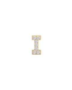 0.04 Cts White Diamond Letter "I" Single Sided Earring in 14K Gold