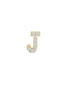 0.04 Cts White Diamond Letter "J" Single Sided Earring in 14K Gold