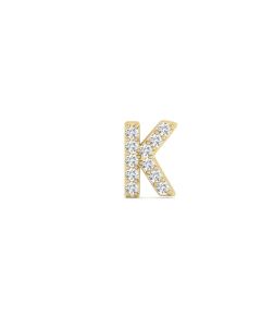 0.06 Cts White Diamond Letter "K" Single Sided Earring in 14K Gold