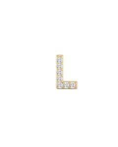 0.04 Cts White Diamond Letter "L" Single Sided Earring in 14K Gold