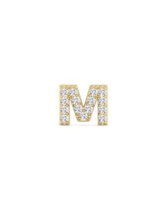 0.08 Cts White Diamond Letter "M" Single Sided Earring in 14K Gold