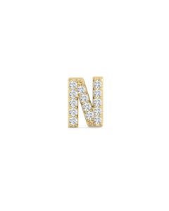 0.07 Cts White Diamond Letter "N" Single Sided Earring in 14K Gold