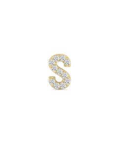 0.06 Cts White Diamond Letter "S" Single Sided Earring in 14K Gold