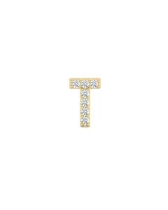 0.04 Cts White Diamond Letter "T" Single Sided Earring in 14K Gold