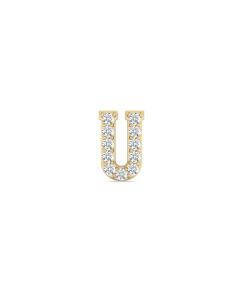 0.06 Cts White Diamond Letter "U" Single Sided Earring in 14K Gold