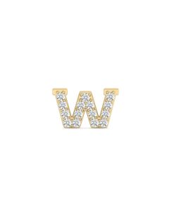 0.08 Cts White Diamond Letter "W" Single Sided Earring in 14K Gold
