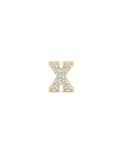 0.05 Cts White Diamond Letter "X" Single Sided Earring in 14K Gold