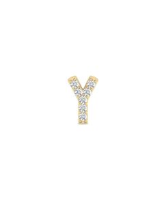 0.04 Cts White Diamond Letter "Y" Single Sided Earring in 14K Gold