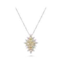 0.49 Cts Yellow Diamond and White Diamond Pendant in 14K Two Tone