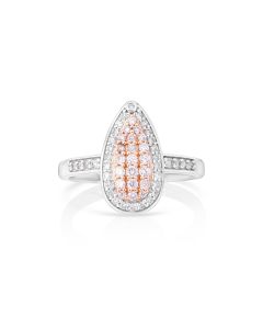 0.34 Cts Pink Diamond and White Diamond Ring in 14K Two Tone