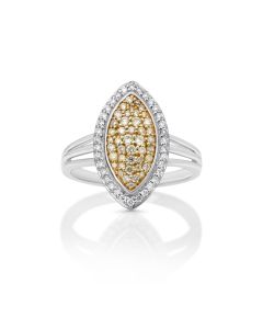 0.34 Cts Yellow Diamond and White Diamond Ring in 14K Two Tone