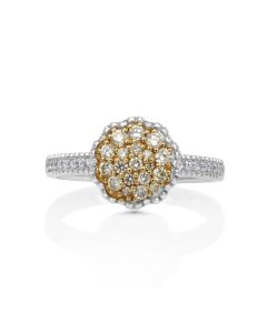 0.46 Cts Yellow Diamond and White Diamond Ring in 14K Two Tone