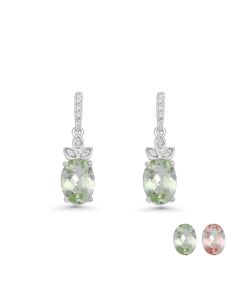 2.28 Cts UV Mint Garnet and White Diamond Earring in 14K White Gold