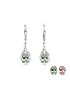 2.7 Cts UV Mint Garnet and White Diamond Earring in 14K White Gold